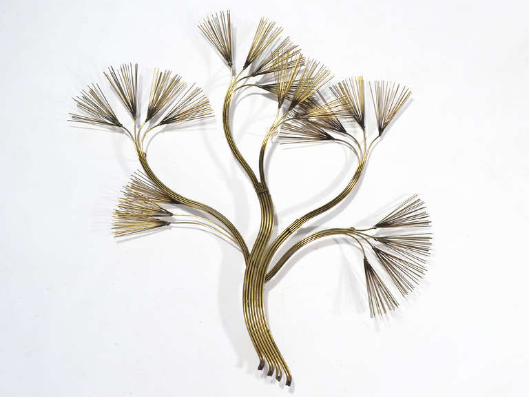 Abstract Floral Wall Sculpture in Brass by Jere In Good Condition In Highland, IN