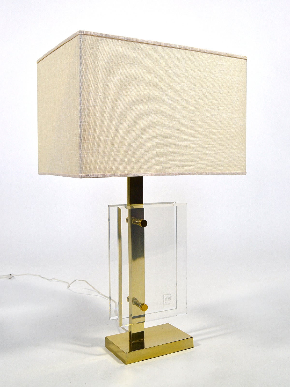Mid-Century Modern Pierre Cardin Table Lamp in Brass and Lucite