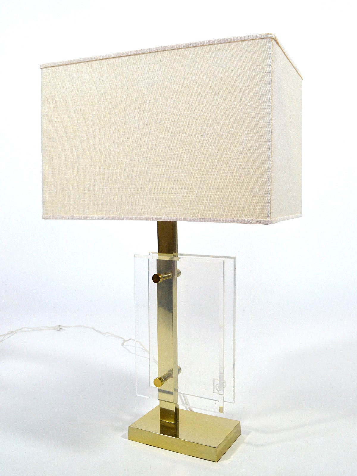 American Pierre Cardin Table Lamp in Brass and Lucite