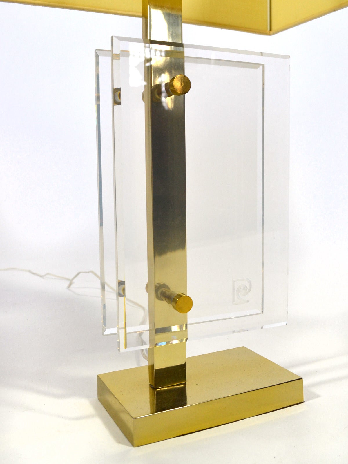 Late 20th Century Pierre Cardin Table Lamp in Brass and Lucite