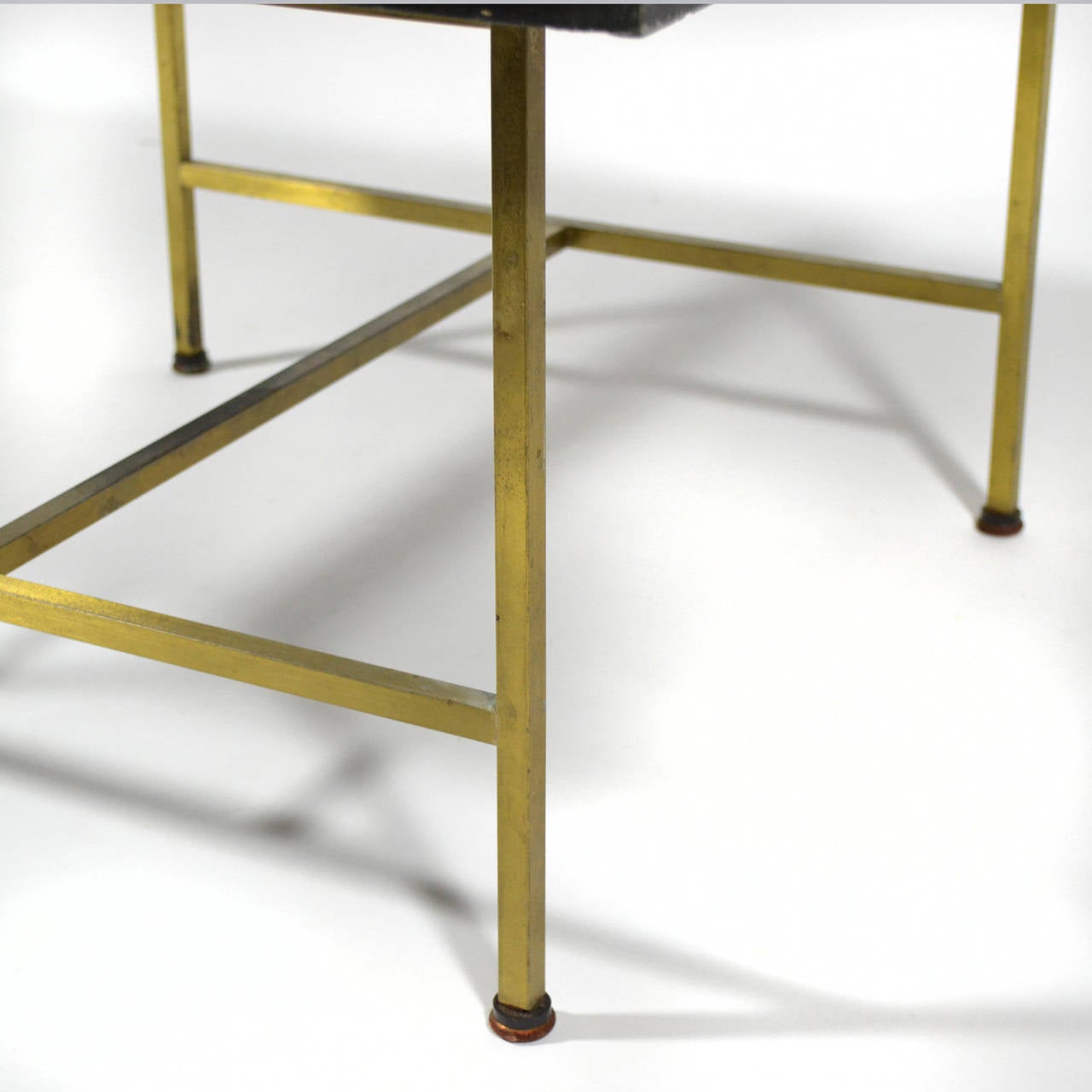 Paul McCobb Brass Side or End Table with Uncommon Textured Top For Sale 3