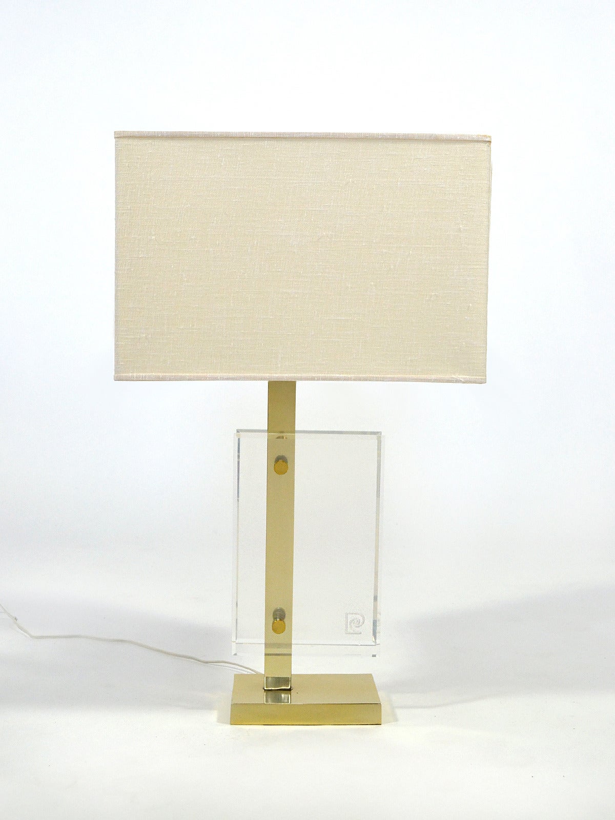 Pierre Cardin Table Lamp in Brass and Lucite 1