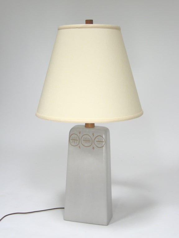 American Table Lamp with Sgraffito Decoration by Gordon and Jane Martz For Sale