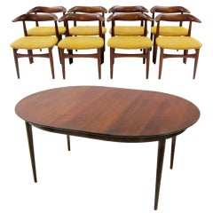 Rare set of 8 dining chairs and table by Knud Faerch
