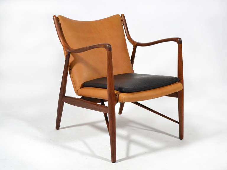 Once described as the most beautiful chair in the world, the number 45 chair is certainly one of Finn Juhl's most important designs. Acknowledged as the father of Danish Modern design, the architect worked closely with cabinetmaker Niels Vodder to