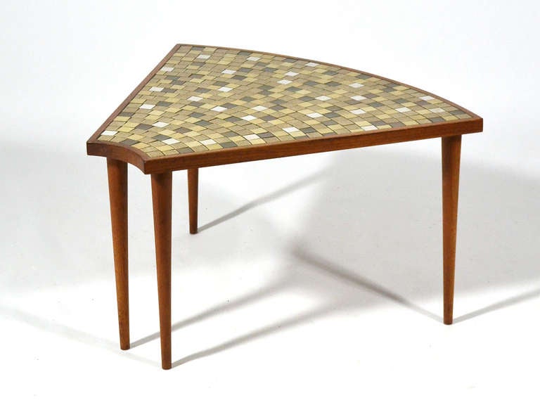 Pie-Shaped Tile Topped Table by Gordon and Jane Martz In Good Condition In Highland, IN