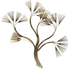 Abstract Floral Wall Sculpture in Brass by Jere 8