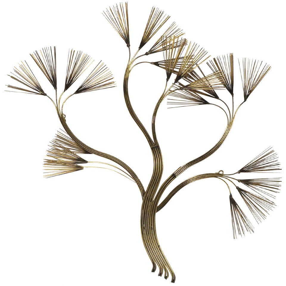 Abstract Floral Wall Sculpture in Brass by Jere