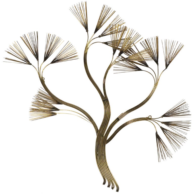 Abstract Floral Wall Sculpture in Brass by Jere For Sale