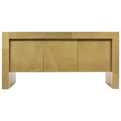 Karl Springer Style Credenza in Lacquered Goat Hide