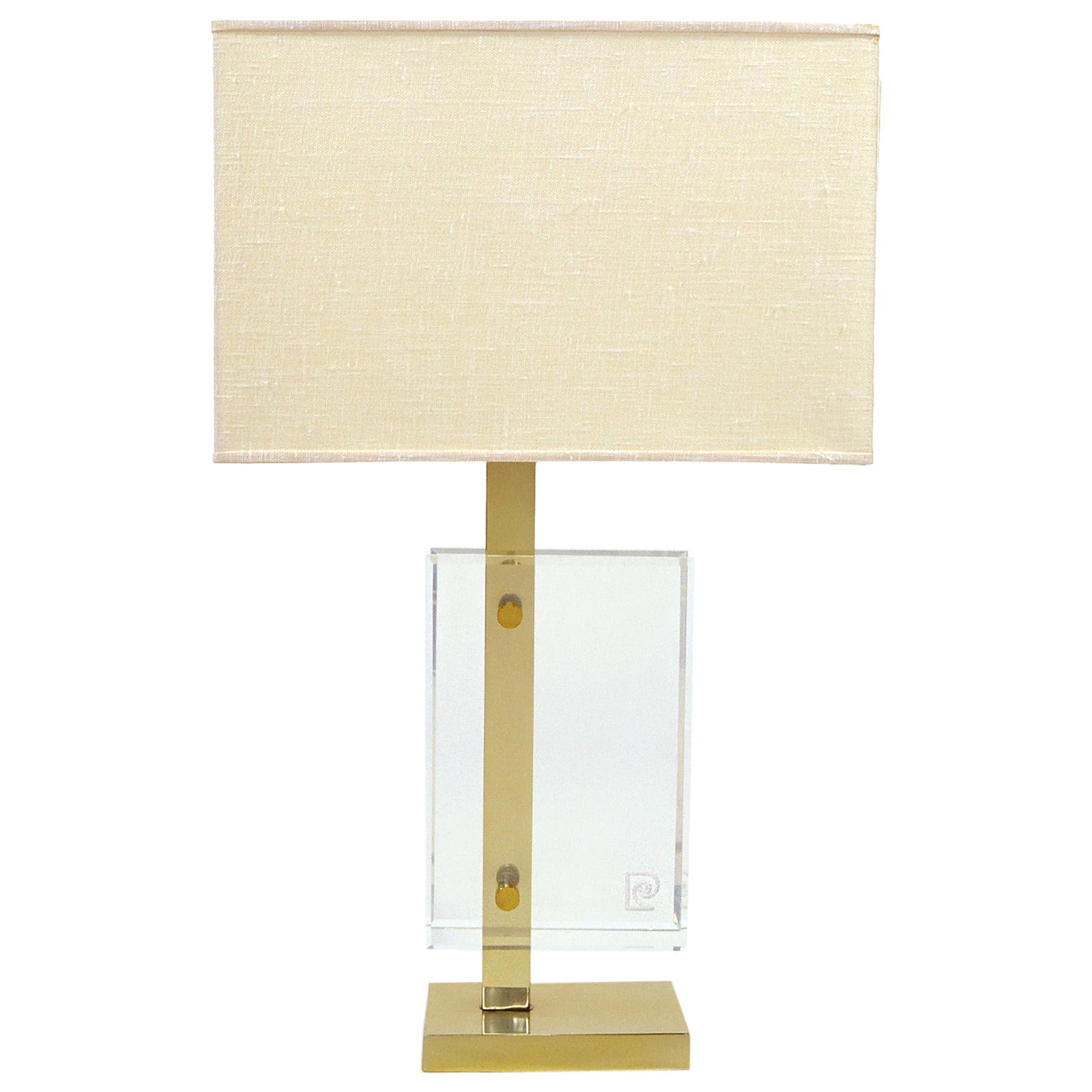 Pierre Cardin Table Lamp in Brass and Lucite