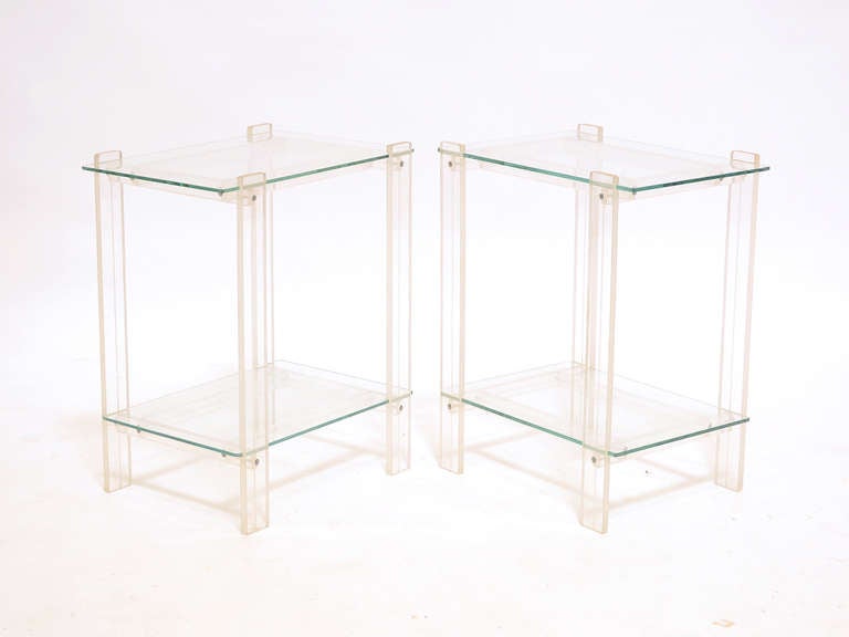 Pair Of Lucite And Glass End Tables/ Night Stands at 1stDibs