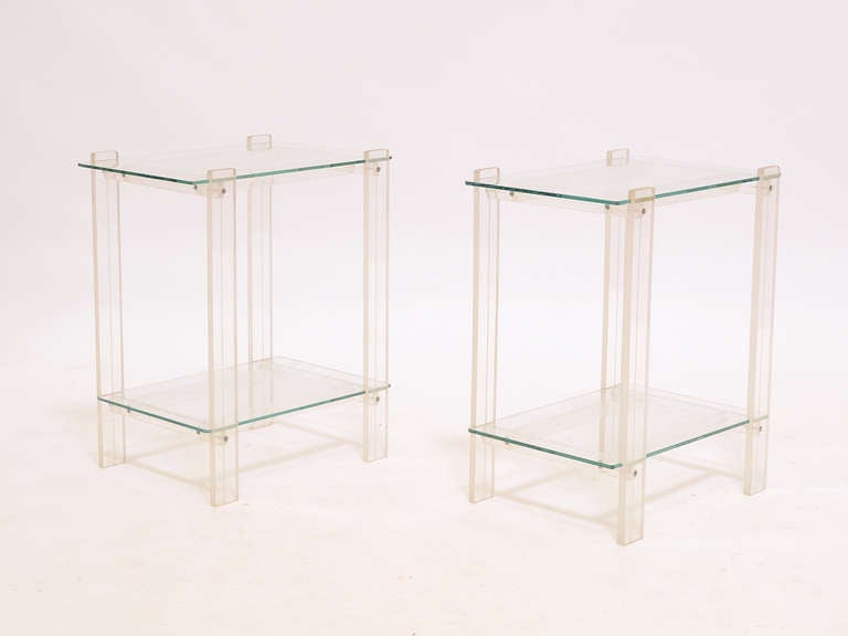 Pair Of Lucite And Glass End Tables/ Night Stands In Good Condition In Highland, IN