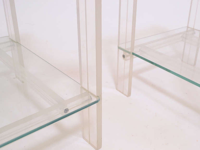 Pair Of Lucite And Glass End Tables/ Night Stands 1