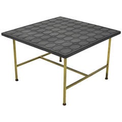 Paul McCobb Brass Side or End Table with Uncommon Textured Top 3
