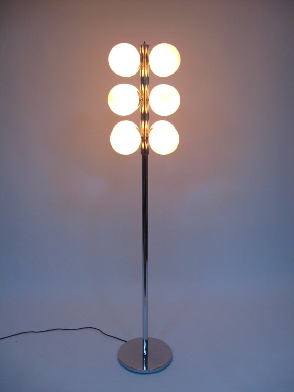 Stainless Steel Lightolier 12 Globe Floor Lamp
