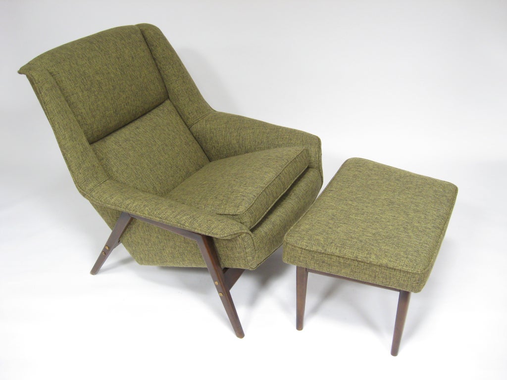 Wood Folke Ohlsson lounge chair and ottoman by Dux
