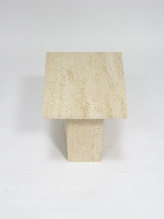 Small travertine side table with trapezoidal top 4