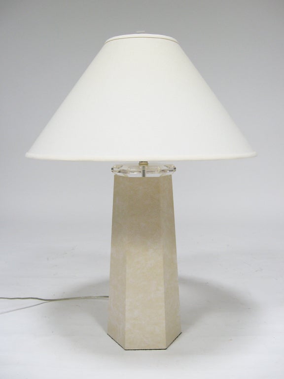 Table Lamp in Faux Lizard with Lucite Details For Sale 4