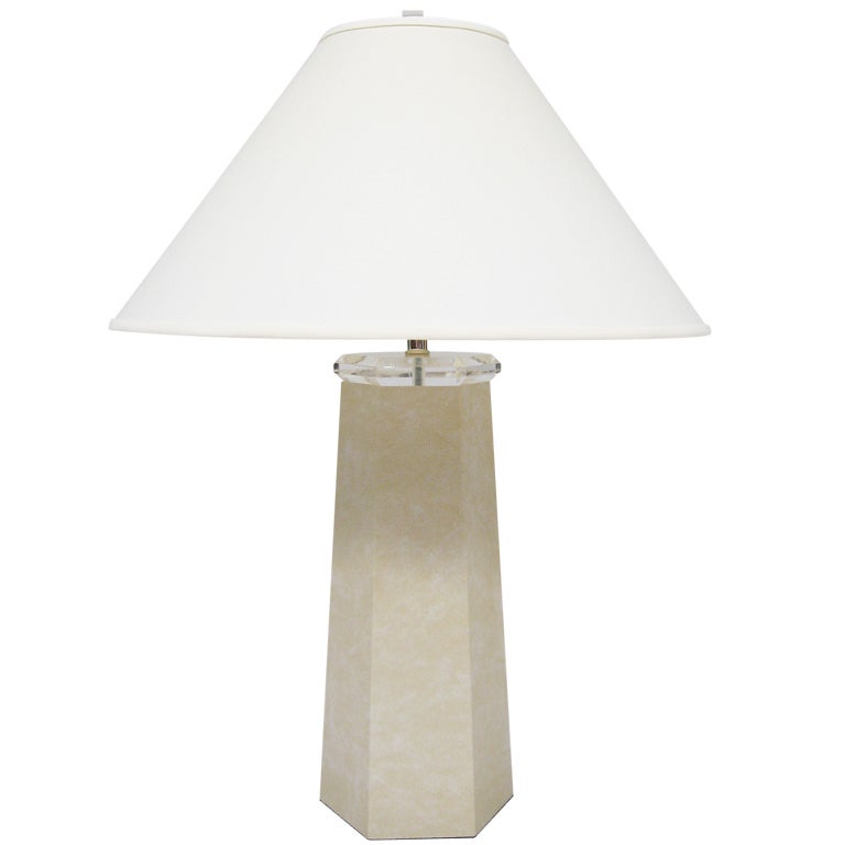 Table Lamp in Faux Lizard with Lucite Details For Sale