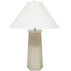 Table Lamp in Faux Lizard with Lucite Details