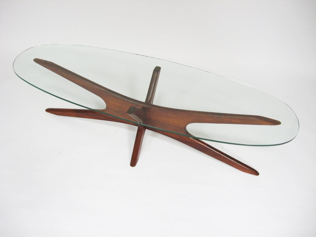 Mid-20th Century Adrian Pearsall coffee table with elliptical top by Craft Assoc.