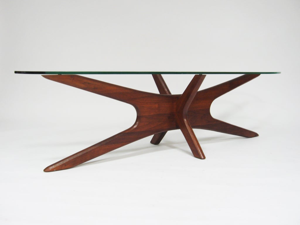 Walnut Adrian Pearsall coffee table with elliptical top by Craft Assoc.