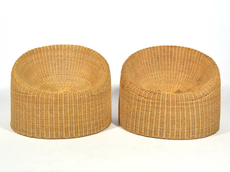 Pair of Wicker Lounge Chairs by Eero Aarnio