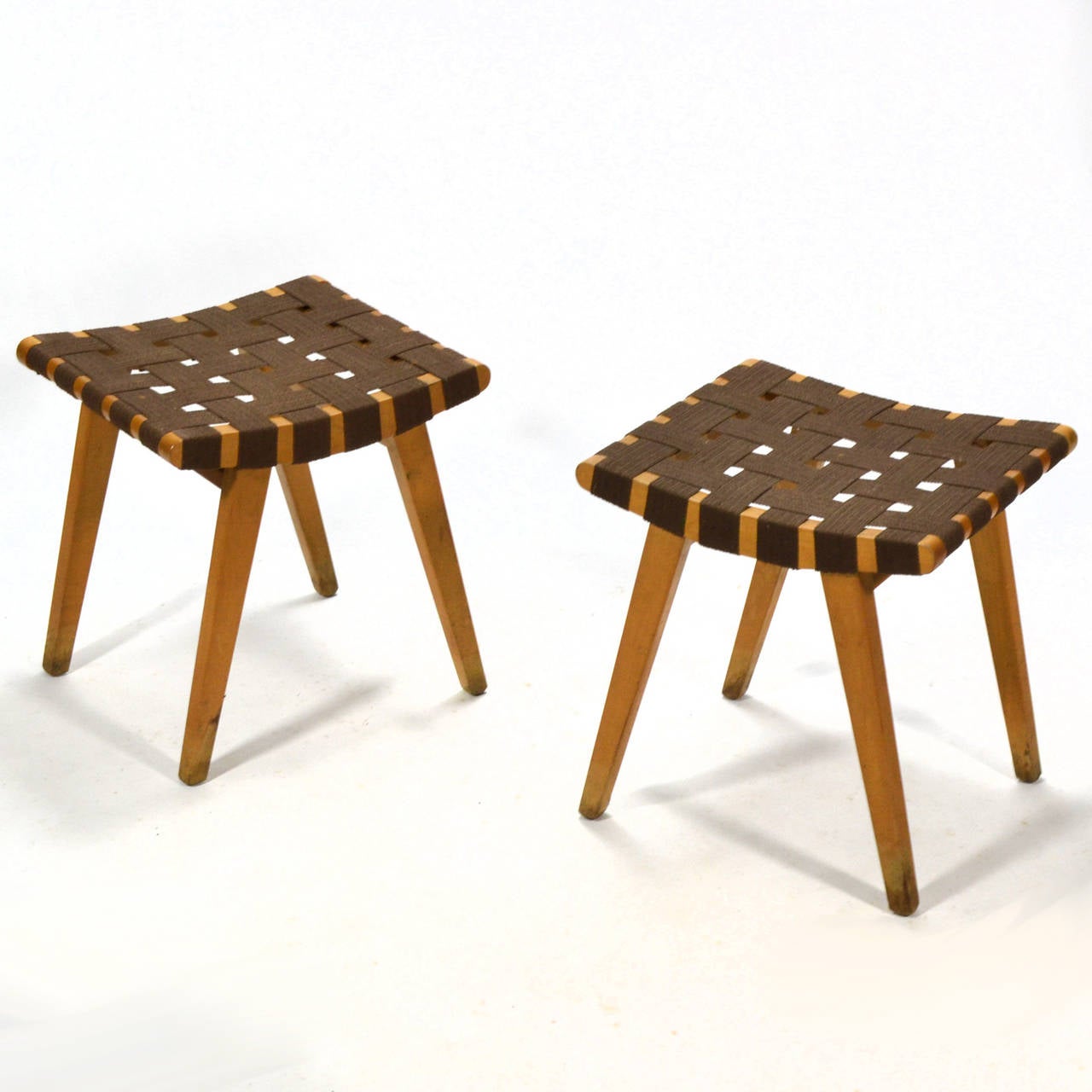 Mid-Century Modern Jens Risom Pair of Stools by Knoll