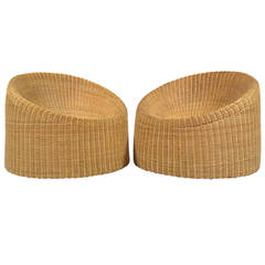 Pair of Wicker Lounge Chairs by Eero Aarnio