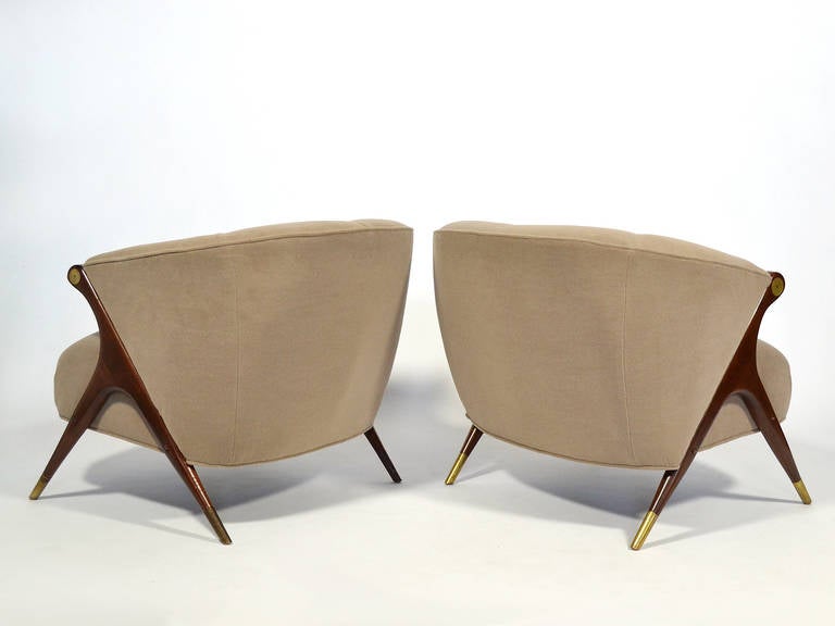 Mid-Century Modern Pair of Sculptural Lounge Chairs by Karpen