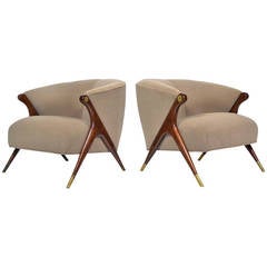 Pair of Sculptural Lounge Chairs by Karpen