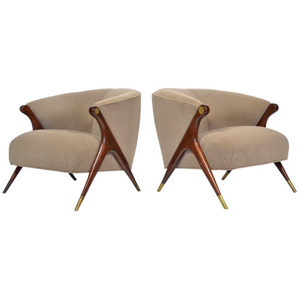 Pair of Sculptural Lounge Chairs by Karpen