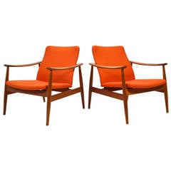 Finn Juhl Pair of Model 138 Easy Chairs by France & Søn