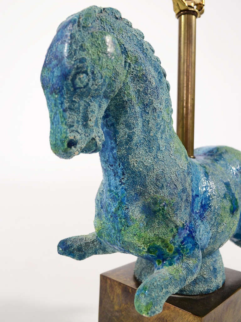 Italian Table Lamp With Ceramic Horse Sculpture By Bitossi