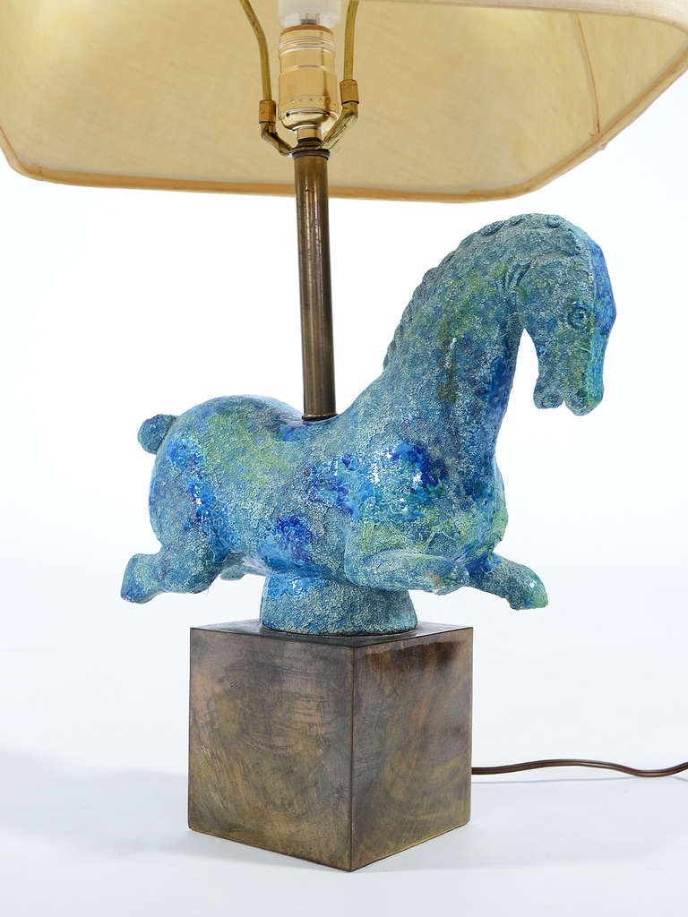 Table Lamp With Ceramic Horse Sculpture By Bitossi 1