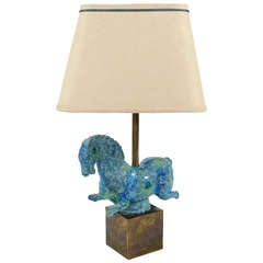 Lampe de table avec sculpture de cheval en céramique par Bitossi