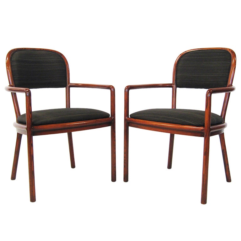 Pair of Ward Bennett Armchairs with Horsehair Upholstery