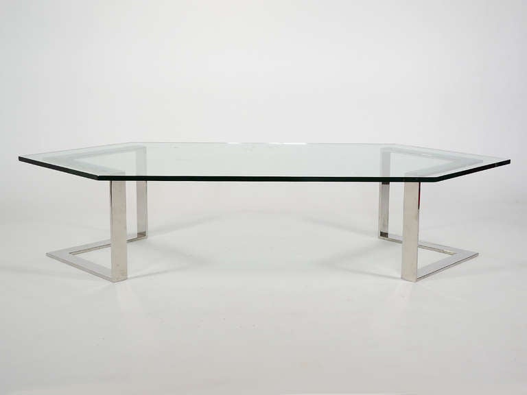 American Chrome And Glass Coffee Table By Directional For Sale