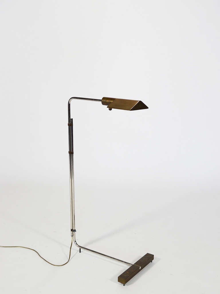 Mid-Century Modern Cedric Hartman Brass and Chrome Adjustable Floor Lamp