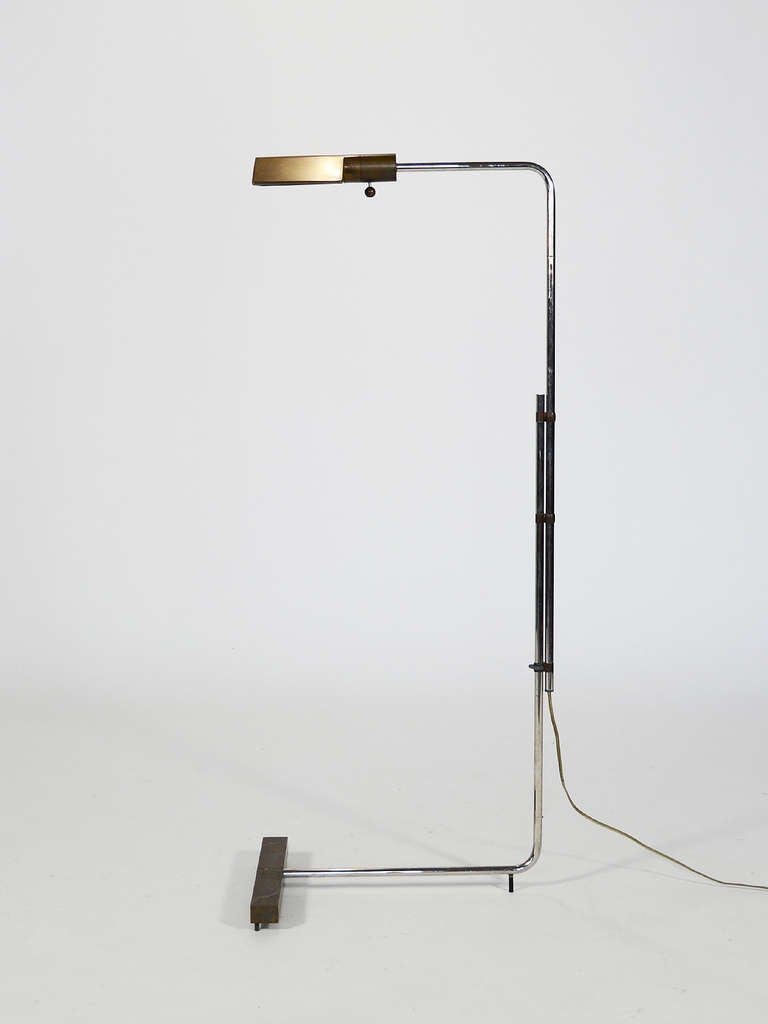 American Cedric Hartman Brass and Chrome Adjustable Floor Lamp