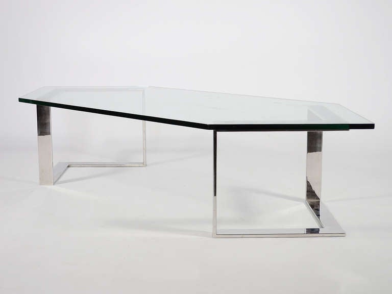 Chrome And Glass Coffee Table By Directional For Sale 2