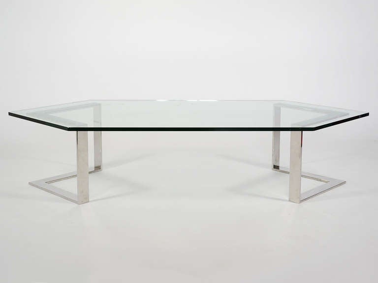 Chrome And Glass Coffee Table By Directional For Sale 3