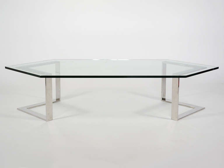 Table basse en chrome et verre par Directional en vente 3