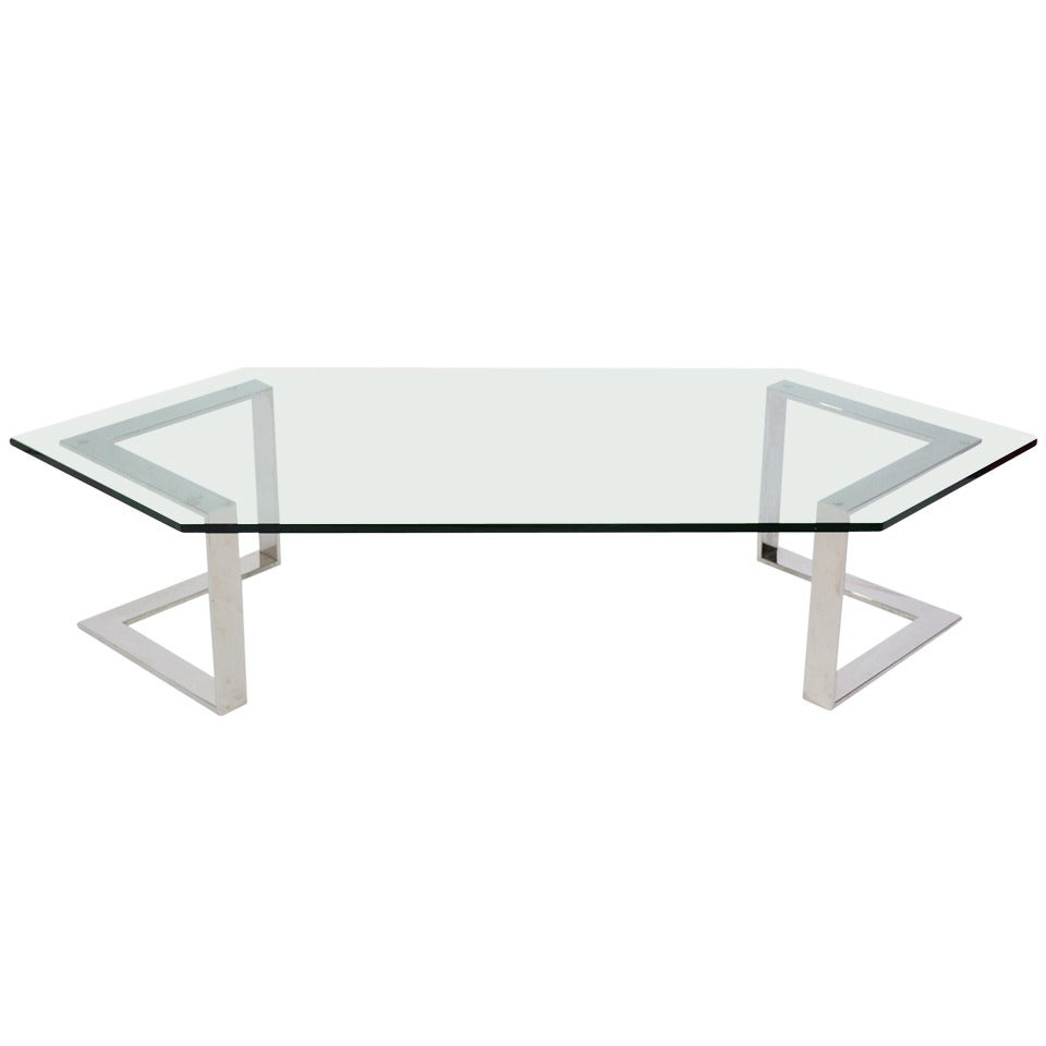 Chrome And Glass Coffee Table By Directional