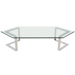 Vintage Chrome And Glass Coffee Table By Directional