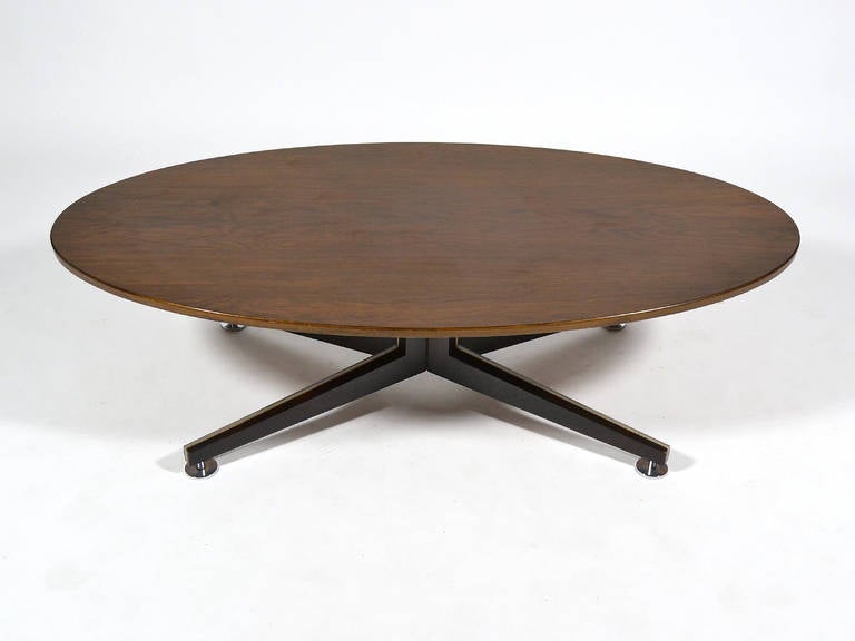 Edward Wormley Elliptical Rosewood Coffee Table by Dunbar For Sale 2