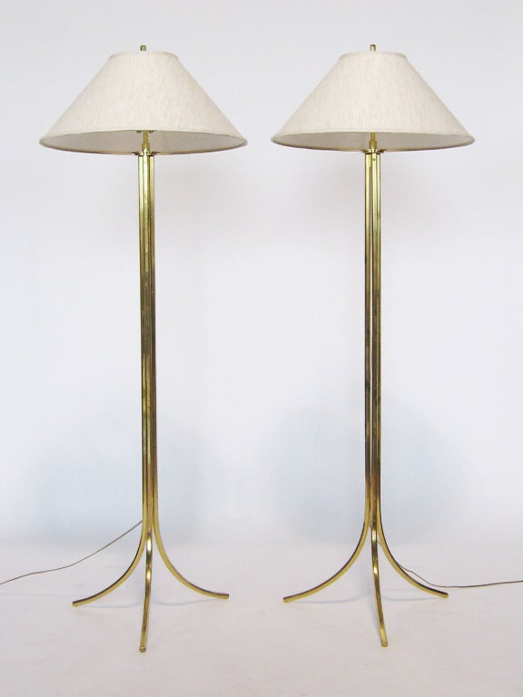 Mid-Century Modern Brass Floor Lamps by Lang-Levin For Sale