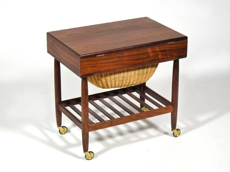 Mid-20th Century Rosewood Sewing Table or Cart by Ejvind Johansson For Sale
