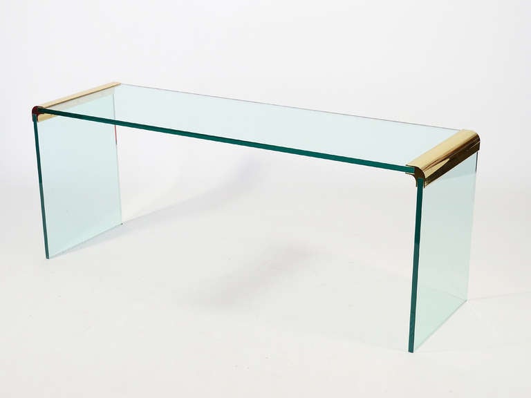Glass console/ sofa table by Leon Rosen for Pace Collection